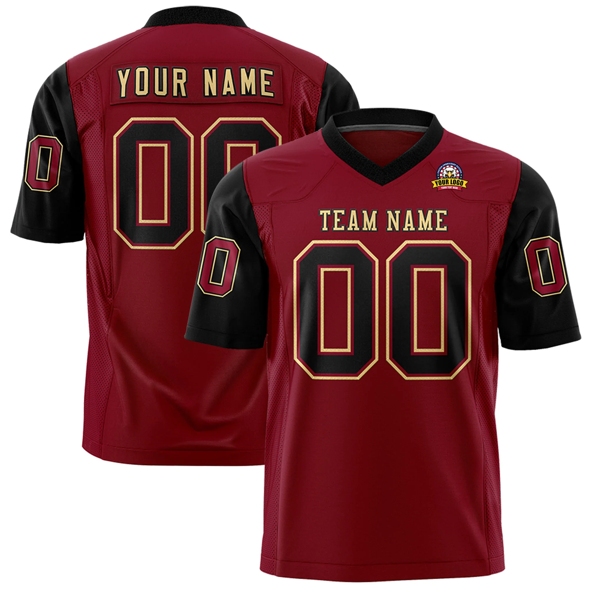 Custom Crimson  Black Mesh Authentic Football Jersey
